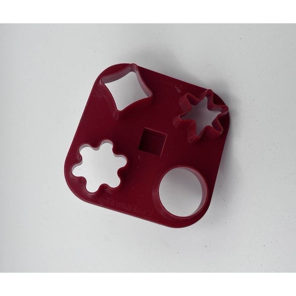 Vintage Tupperware 4-in-1 Cookie Cutter - Maroon Red Multi-Shape Press